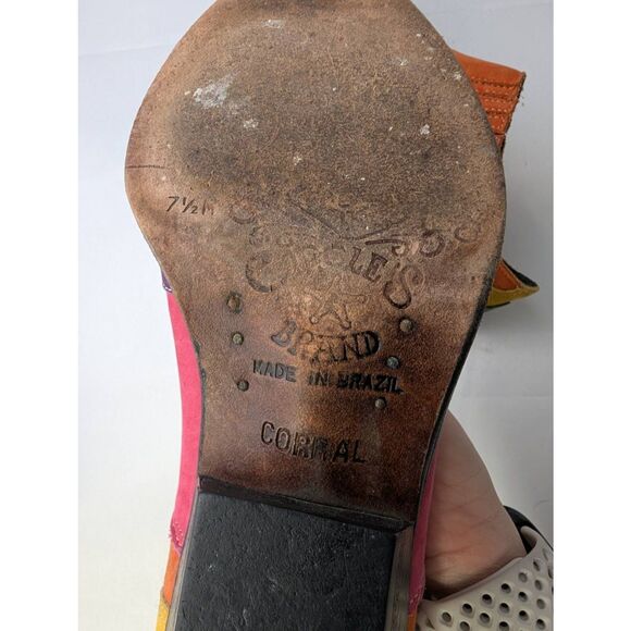 Circle S Corral Rainbow Multi Color Cowgirl Western Low Boots sz 7.5 - Picture 6 of 8